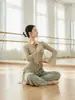3706 Ropa de Baile para Mujer, Práctica de Danza Moderna para Adultos Manga Larga Rosa Mariposa Malla Top de Danza Clásica China