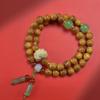 Novo Sandalo Dourado Natural Círculo Duplo com Pulseira DIY Pingente de Lótus de Sandalo Pulseira Simples de Mão para Homens e Mulheres