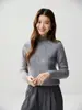 Nuevo Suéter de Cashmere Tejido en Cable de Cuello Medio Alto para Mujer, Suéter Grueso de Manga Larga, Ropa Base de Punto para Mujer