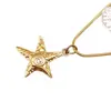 Moderna, Sencilla, Elegante, Personalizada, Textura Martillada Retro Acero de Titanio Dorado Estilo Fresco Colgante de Collar de Estrella de Mar