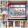 Pegatinas de Vidrio con Mariposas Florales Rojas, Azules y Blancas para el Día de la Independencia Americana, Pegatinas Estáticas para Ventana sin Adhesivo, Pegatinas Decorativas para Ambiente Festivo
