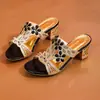 Sandalias de verano para mujer de talla grande, transfronterizas europeas y americanas, nuevas, sexys y a la moda, con punta abierta, pedrería y tacón alto
