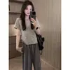 Camiseta de Manga Corta a Rayas con Cuello Redondo para Mujer Tallas Grandes, Nuevo Estilo Verano 2026, Corte Holgado, Favorecedor, Hermoso, Top de Hombro Normal