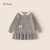Ropa para Niños Bangxuan Invierno Nuevo Vestido Suéter Cuello de Muñeca Vestido para Bebé Niña Vestido de Punto Infantil Vestido para Niñas