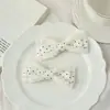 Novos acessórios de laço de tecido estilo coreano, peças de decoração DIY fofas com bolinhas brancas, acessórios de vestuário frescos e simples