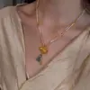 Colar de Tassel de Cabacinha Estilo Chinês Popular do Xiaohongshu, Moderno, Leve, Luxuoso e de Alta Qualidade, Corrente para Clavícula com Pérolas Dupla Camada para Mulheres