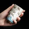 Gordura de ovelha jade branco porcelana Garça auspiciosa vendo mar xícara de chá criativa ouro único Xícara de chá cerâmica kung fu conjunto de chá tigela de chá pequena