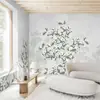 Papel Tapiz Romántico Estilo Country Americano 2025 con Plantas y Flores para Sala de Estar, Dormitorio, Mural de Fondo para Vestíbulo - Sombras de Flores que se Desvanecen