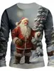 Novo Suéter com Estampa de Natal Padrão Digital de Natal Gola Redonda Camiseta Europeia e Americana