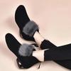 Botas de Algodón para Mujer Otoño e Invierno 2025 Nuevas Botas Cortas para Mujer Tacón Grueso Forro Polar Zapatos de Algodón Moda Puntera Redonda Tacón Bajo Botas de Mujer