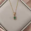 Colar de Aço Inoxidável Estilo Japonês e Coreano pingente oval de zircônia de luxo nicho feminino ins requintado colar de clavícula versátil