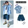 Moda Hip-hop moda moda moda moda moda moda moda moda moda moda moda moda roupa para meninos para meninas no verão com conjunto de camisa xadrez e shorts para meninas