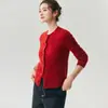 Cardigã de malha 100% cashmere Bai Cai Rong, suéter feminino de gola redonda e manga longa, nova coleção outono/inverno, design de trança, para uso diário