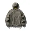 Chamarra con Capucha de Doble Cara Ligeramente Holgada Forrada de Polar Otoño/Invierno Personalizada Black Fleet Resistente al Agua para Exteriores Chaqueta Corta de Bloques de Color