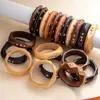 Pulsera de Madera Geométrica Remachada Retro Europea y Americana Nicho de Moda Genial Exagerada Accesorios de Pulsera Exportación Joyería a Mano Joyería Transfronteriza