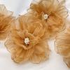 Accesorios de Flores de Organza Estilo Coreano, Flores de Tela con Bordes Quemados, Accesorios para el Cabello de Flores Tridimensionales Hechos a Mano para DIY, Accesorios para Ropa