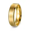 Anel Transfronteiriço Europeu e Americano de Aço Inoxidável 8/6mm de Largura Fosco Borda Dupla Chanfrada Anéis Simples de Casal Galvanizado a Vácuo Ouro 18K