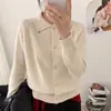 Cárdigan de Punto para Mujer con Solapa y Botones en Forma de Corazón, Nuevo Estilo Otoño 2026, Holgado, Casual, Suave, Abrigo Suéter Adelgazante