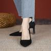 Zapatos de Tacón de una Pieza para Mujer, Zapatos Formales de Trabajo de Gamuza con Suela Suave, Zapatos de Trabajo Profesionales Negros, Zapatos Individuales para Mujer, Cómodos