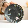 Tinta Pedra Negra Osmanthus Coelho Segurando a Lua Suporte de Chaleira Conjunto de Chá Cerâmico Doméstico Peças de Reposição Suporte de Chaleira Prato de Lanche Chinês de Alto Valor Porta-copos