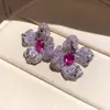 ¡Jardín Lolita! Pendientes con Borlas de Flor de Zircón en Forma de Gota de Agua de Colores, Pendientes de Lujo Ligero de Gama Alta, Accesorios para Orejas Estilo Europeo y Americano