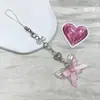 Estilo de chica llavero colgante de lazo coreano cadena corta creativa para teléfono móvil accesorios de estrella de cinco puntas de amor decoración de bolsa