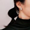 Pendientes de nicho de perlas naturales de moda, de plata de ley 925, elegantes, combinables, con textura, estilo francés, sencillos.