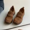 Colección Personal~Estilo Británico Moda Retro Camelia Zapatos Mocasines Slip-On de Suela Gruesa para Mujer Zapatos de Cuero Versátiles