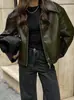 Chaqueta de cuero estilo motociclista 2024 Europa y Estados Unidos otoño e invierno nuevo abrigo suelto moda transfronteriza abrigo de cuero nuevo abrigo de mujer