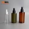 En stock 100 150 200ml botella con atomizador de hombro inclinado empaque cosmético botella con atomizador de niebla fina botella vacía de PET