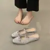 Medias Zapatillas para Mujer con Punta Cerrada, Nuevo Estilo Verano 2026, Tacón Oculto, Satén de Seda, Punta Cuadrada, Estilo de Noche, Boca Baja, Zapato Individual, Sandalias de Exterior