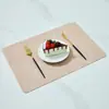 Manteles Individuales de Cuero con Patrón de Tela Estilo Nórdico para Mesa de Comedor, Manteles Aislantes para el Hogar de Doble Cara, Manteles Individuales Cuadrados Estilo Occidental para Hotel, Impermeables