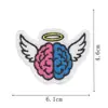 Parche Bordado de Cerebro Creativo Parche Genial Divertido con Patrón de Cerebro para Ropa Bolsas Pegatina Decorativa DIY Termoadhesivo