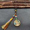 Colgante de borla para ojo del Dios de la Riqueza de cinco vías de Tíbet, colgante para interior de coche, bolsa, Rey zachilam, Guanyin de cuatro brazos, Madre verde