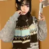 Cachecol de Tricô Jacquard Estilo Fair Isle Retrô para Mulheres no Outono e Inverno, Peça de Alto Padrão, Cachecol e Xale de Lã Quente e à Prova de Frio