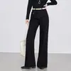 Se Você Quer Jeans, Jeans Reto de Cintura Alta Feminino, Calças Femininas Grossas Forradas com Fleece, Jeans Flare Feminino 8251