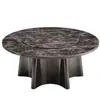 Mesa Redonda Grande Eléctrica con Cubierta de Piedra, Mesa de Comedor de Lujo con Parrilla Integrada, Mesa Redonda Grande Eléctrica Giratoria con Parrilla