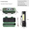 Mini lanterna LED transfronteiriça USB recarregável ao ar livre com zoom telescópico à prova d'água em liga de alumínio COB pequena lanterna