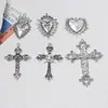 Gótico Retrô Coração Irregular Cruz Prata Antiga Coleção Pingente DIY Pulseira Feita à Mão Colar Pingente Acessórios Material