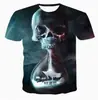 Camiseta verão respirável manga curta 2025 comércio exterior quente transfronteiriço nova máquina de impressão digital 3D caveira