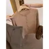 Altamente recomendado! Cardigã de malha com mangas compridas na cor cáqui para mulheres, estilo coreano 2026, com um visual sofisticado e elegante