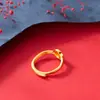 Anel com Caractere da Sorte para Mulheres, Design Retrô, Estilo Chinês Moderno, Anel de Cobre, Anel da Sorte, Joias Tiktok, Fornecimento Atacado