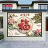 Parede de Fundo com Azulejos Personalizados para Pátio 5D Imitação de Relevo Mural Tridimensional com Caractere da Sorte Parede de Entrada Parede de Boas-Vindas Parede Tela Vermelho