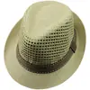 Sombrero de paja Fedora para hombres mujeres sombrero de viaje para la playa protección solar sombrero británico sombrero formal para niños padre-hijo ala enrollada sombrero hueco fresco