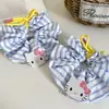 Lindo Scrunchie de Gato Kt con Lazo, Goma para el Cabello, Anillo Grande Rayado Azul Refrescante para el Pelo, Banda para Moño