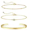 Nuevo Pulsera de Oro de 14K Estilo Ins de Amazon Pulsera de Zirconia Cadena de Perlas Millet Pulsera de Tres Piezas Tendencia Elegante