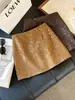 Falda vintage de gamuza resistente con lentejuelas para mujer, nueva de otoño, de cintura alta, brillante, línea A, entallada, bodycon, minifalda