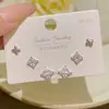 Set de Aretes Delicado y Exquisito con Aguja de Plata S925, Estilo Nuevo, Lujo Ligero, Sensación de Alta Gama, Tres Pares de Aretes de Circonia Super Brillantes para Mujer