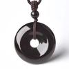 Colgante de Hebilla de Seguridad de Obsidiana Ojo Arcoíris Brillo Negro Llavero Colgante Collar de Cristal Negro para Hombre y Mujer