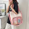 Linda bolsa de hombro con temática de gato, dulce y elegante, una bolsa transparente para fans del anime, una bolsa de mano para que los estudiantes la usen durante las sesiones de tutoría